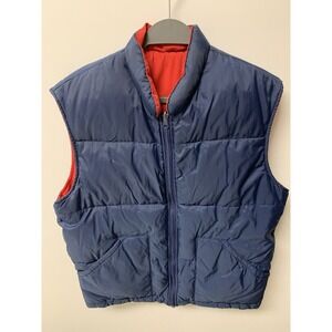SLOPE Puffer Vest L Navy Red Duck Down Vintage Reversible Skiwear Outdoor